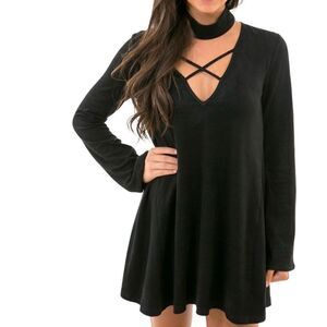 Suede Criss Cross Choker Dress Sz Small